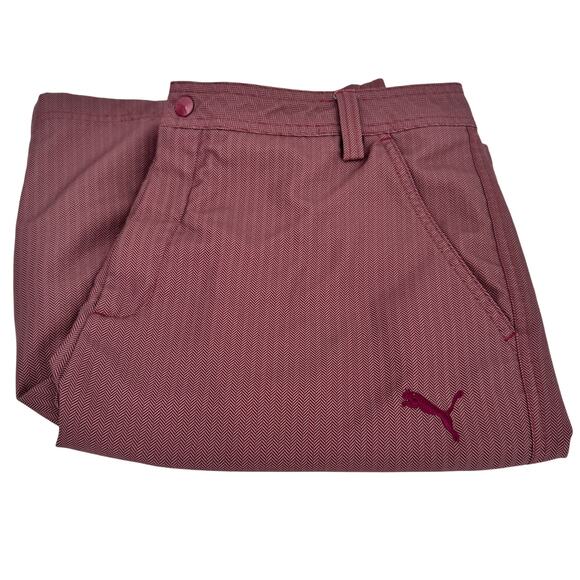 Puma Golf Shorts Mens 36 (37x11 ACTUAL) Burgundy Red Herringbone Activewear - Picture 1 of 9